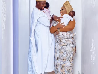 Actor Adeniyi Johnson Reacts As His Wife Oluwaseyi Edun Shares Photos Of Him, Herself & Their Twins
