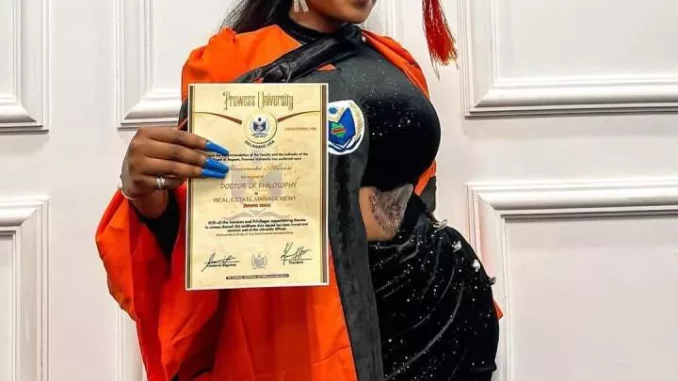 Ashmusy excited as she bags honorary doctorate degree