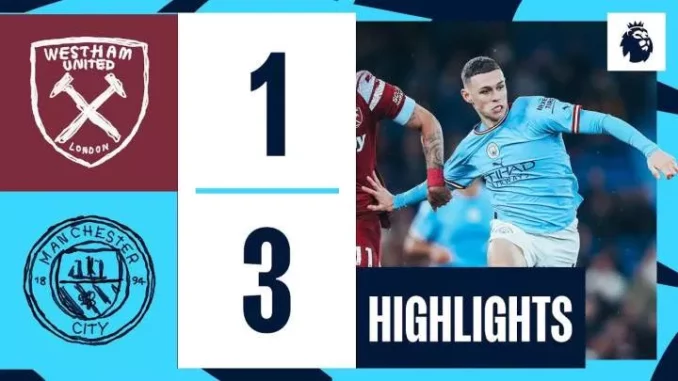 "Manchester City Secures a 3-1 Victory Over West Ham on Sep-16-2023: Premier League Highlights"